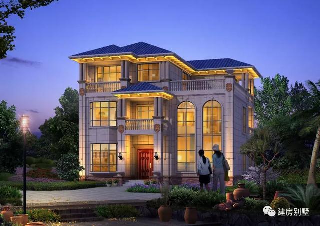 全村最美的歐式自建房，夜光下很美，村里首富家都比不過(guò)