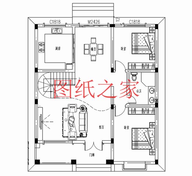 3套10X12米的農(nóng)村二層別墅，占地面積小，美觀大方又實用！