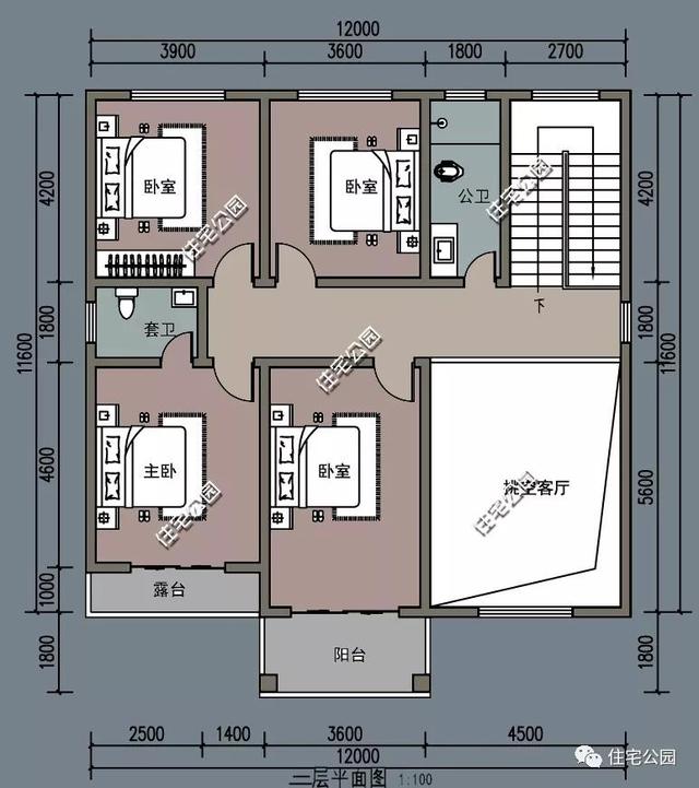 農(nóng)村建房就得帶堂屋！面寬12米5室2廳的現(xiàn)代別墅戶型設(shè)計(jì)