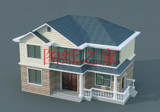 簡潔實用的農(nóng)村二層別墅，非常適合宅基地是長方形的家庭修建！