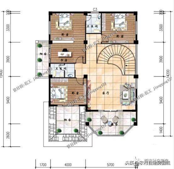 這套帶車庫和旋轉樓梯豪華三層別墅，造價花了120萬的，你覺得怎么樣？