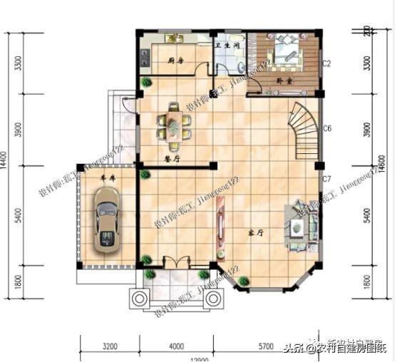 這套帶車庫和旋轉樓梯豪華三層別墅，造價花了120萬的，你覺得怎么樣？