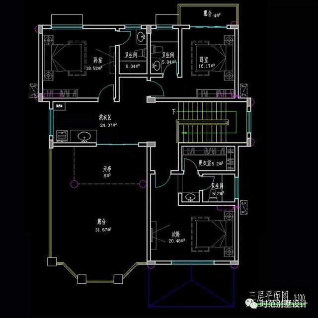 12x15米三層別墅設(shè)計6室三廳，帶堂屋露臺涼亭，大氣美觀，適合農(nóng)村自建