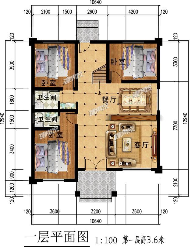 簡單大氣歐式三層別墅設(shè)計(jì)圖紙，大露臺多臥室，農(nóng)村人理想的家