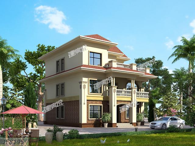 簡單大氣歐式三層別墅設(shè)計(jì)圖紙，大露臺多臥室，農(nóng)村人理想的家