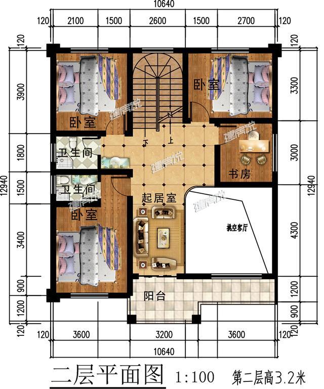 簡單大氣歐式三層別墅設(shè)計(jì)圖紙，大露臺多臥室，農(nóng)村人理想的家