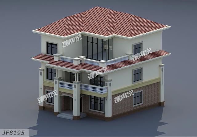 簡單大氣歐式三層別墅設(shè)計(jì)圖紙，大露臺多臥室，農(nóng)村人理想的家