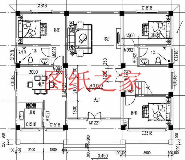 140平二層別墅，開間14米進(jìn)深10米左右，四面通透、好看又實用！