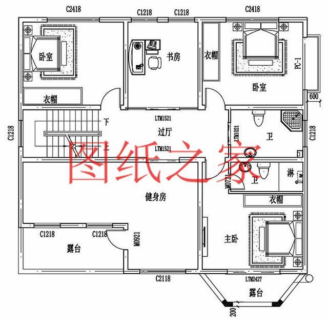 12X14米、14X12米兩種尺寸的三層別墅，適合人口較多的家庭修建！