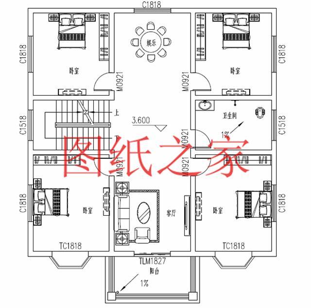 12X14米、14X12米兩種尺寸的三層別墅，適合人口較多的家庭修建！