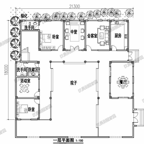 農(nóng)村自建三合院，兩層別墅設(shè)計圖，21.3X18米40萬蓋成超劃算！