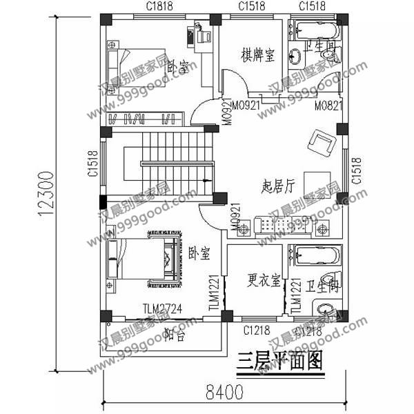 不到100平米的三層別墅，還有5室2廳，中空和旋轉(zhuǎn)樓梯！
