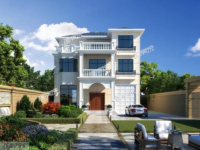 建一棟三層小別墅，加上庭院和泳池的，享受美好人生！