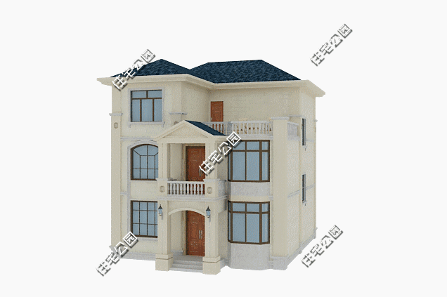 簡單大氣的歐式三層別墅設(shè)計，大露臺前后門，10米面寬適用大部分農(nóng)村