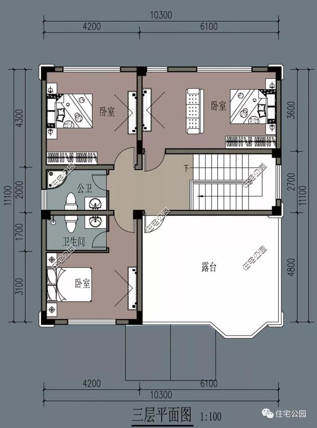 簡單大氣的歐式三層別墅設(shè)計，大露臺前后門，10米面寬適用大部分農(nóng)村