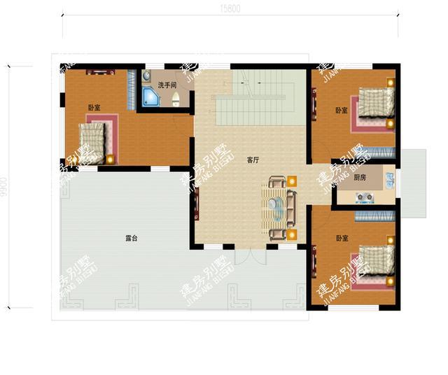 2套兩層農(nóng)村自建房設(shè)計，面寬15.8米都帶車庫，第二棟屋頂設(shè)計非常特別