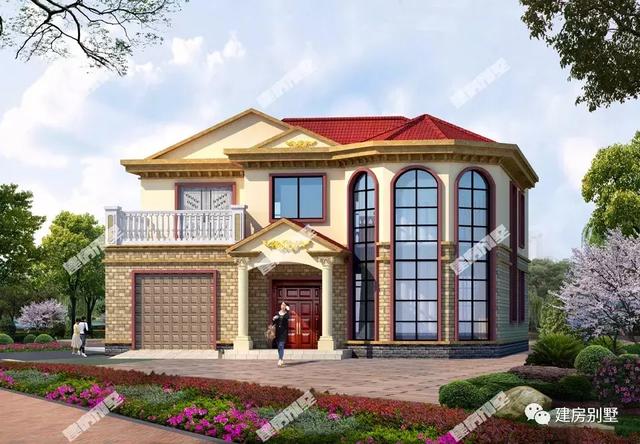 兩套面寬13.4米的兩層別墅設(shè)計(jì)，第一套被評(píng)全鄉(xiāng)最美，第二套配車庫(kù)