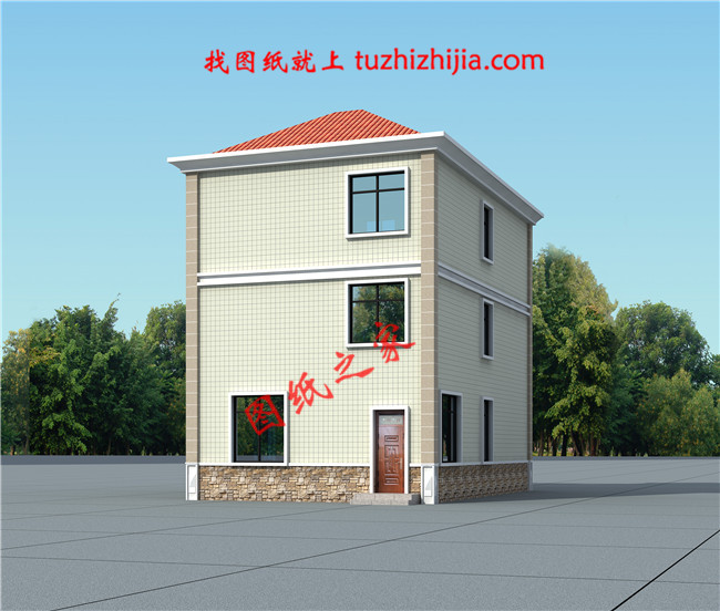 新農(nóng)村小開(kāi)間三層樓房設(shè)計(jì)圖，占地100平米左右