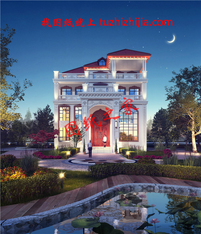 農(nóng)村自建四層百萬(wàn)豪宅設(shè)計(jì)圖，客廳中空