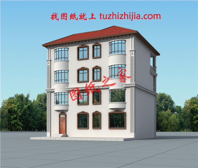 農(nóng)村自建四層百萬(wàn)豪宅設(shè)計(jì)圖，客廳中空