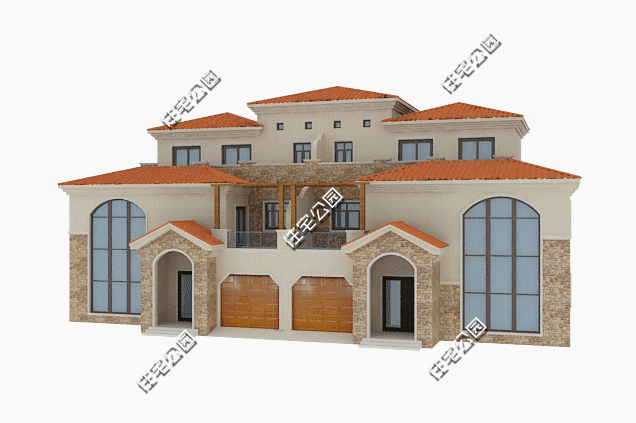 三層歐式雙拼別墅設(shè)計(jì)圖紙，單戶尺寸12×12米，還有挑空客廳、落地窗，體面又大氣