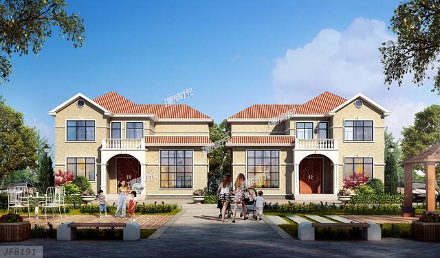 簡歐風(fēng)格二層雙拼別墅設(shè)計方案，功能齊全造價低，風(fēng)景先生都說好