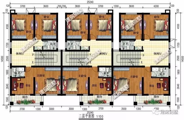 農(nóng)村自建三層三拼別墅設計，25×14.5米，建成后全村人都羨慕！