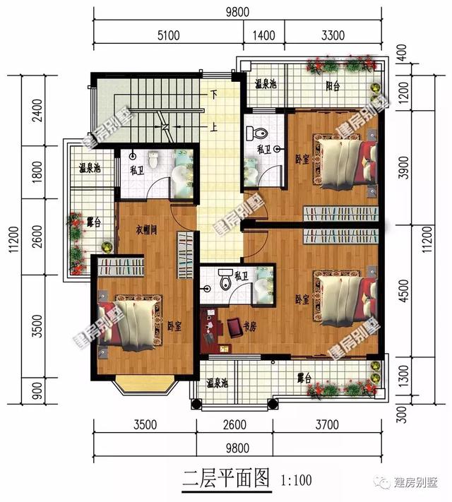 3棟平屋頂?shù)男粜腿龑愚r(nóng)村自建房設(shè)計圖，面寬9米多，美觀實用造價低