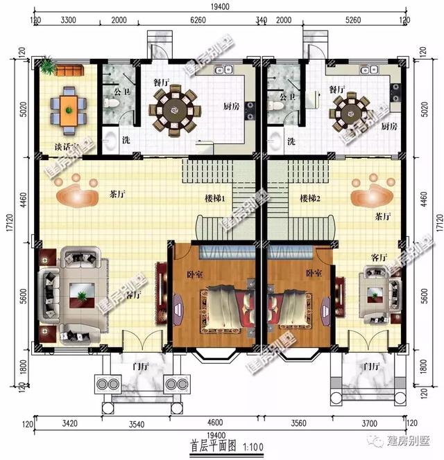 在老家修建一棟三層雙拼別墅設(shè)計(jì)，19.4×17.1米寬敞又大氣，何必眷戀北上廣