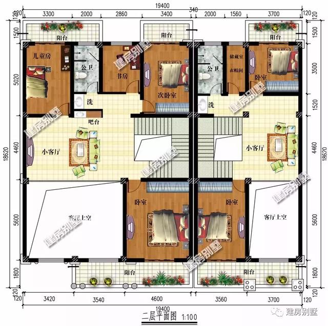 在老家修建一棟三層雙拼別墅設(shè)計(jì)，19.4×17.1米寬敞又大氣，何必眷戀北上廣