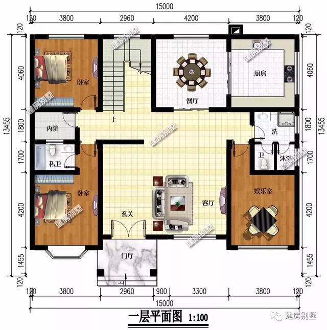 3棟農(nóng)村三層自建房設(shè)計圖，面寬都是15米多，第三套能住兩家人！