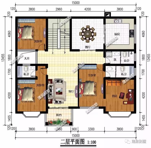 3棟農(nóng)村三層自建房設(shè)計圖，面寬都是15米多，第三套能住兩家人！