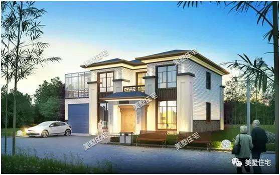 3帶車庫的農村二層別墅設計圖，外觀精美，建一棟面子十足