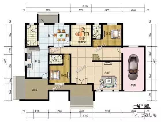 3帶車庫的農村二層別墅設計圖，外觀精美，建一棟面子十足