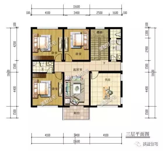 6款農(nóng)村三層自建別墅戶型圖，開間11米款款實用，第3還帶商鋪