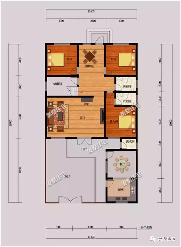 6款農(nóng)村三層自建別墅戶型圖，開間11米款款實用，第3還帶商鋪