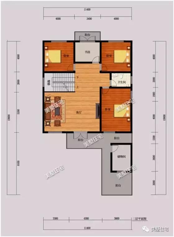 6款農(nóng)村三層自建別墅戶型圖，開間11米款款實用，第3還帶商鋪