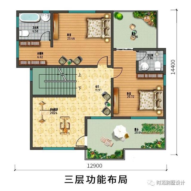 三層新中式別墅設(shè)計圖，占地156平面寬12米，毛坯造價45萬，返鄉(xiāng)建房非它莫屬