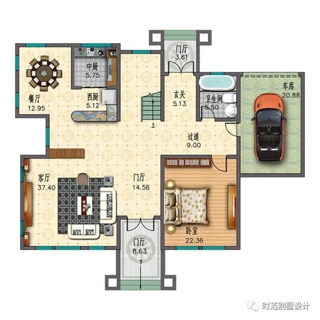 新中式三層復(fù)式別墅設(shè)計(jì)方案，16x12米帶車(chē)庫(kù)多露臺(tái)，美觀大氣適合自建