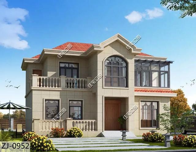 二層歐式農(nóng)村別墅設(shè)計(jì)圖紙，二層設(shè)有陽光房，毛坯30萬你會(huì)建嗎？