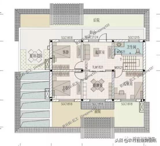2套農(nóng)村二層平頂住宅設(shè)計(jì)，還帶小院子，北方農(nóng)村一家一套，簡(jiǎn)單耐看又實(shí)用
