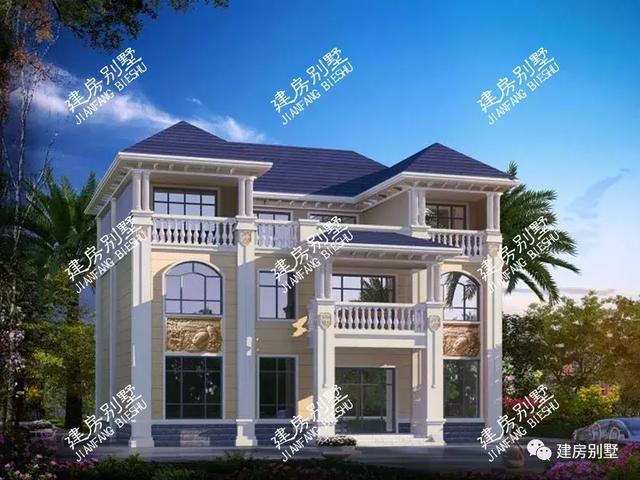 兩棟農(nóng)村自建三層豪宅設(shè)計方案，面寬16米多，第一棟配有堂屋和車庫