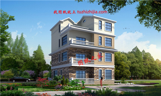 四層農(nóng)村80萬別墅款式設(shè)計圖，全鄉(xiāng)最美，根本找不到競爭對手