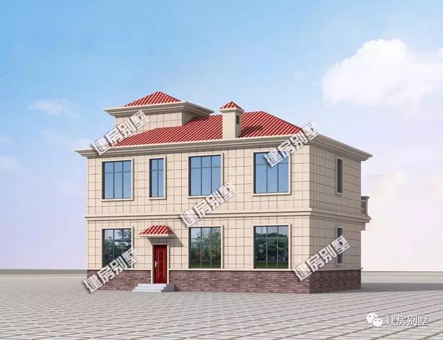 簡單實用型二層半農(nóng)村別墅設(shè)計，14.5×11.1米南北通透有飄窗，主體27萬