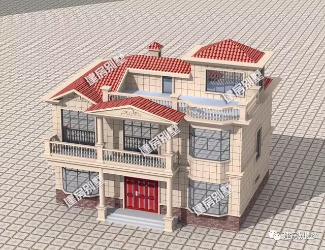 簡單實用型二層半農(nóng)村別墅設(shè)計，14.5×11.1米南北通透有飄窗，主體27萬