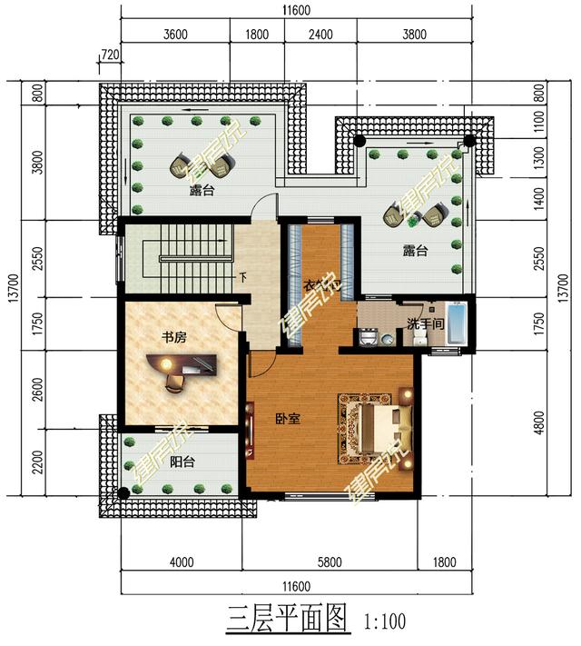 非常漂亮的三層農(nóng)村別墅，11x12米三種建造方案，了解一下不吃虧