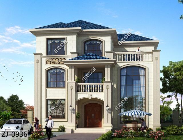 占地160平的三層別墅設(shè)計，挑空客廳配坡屋頂，這樣房子適合農(nóng)村建造