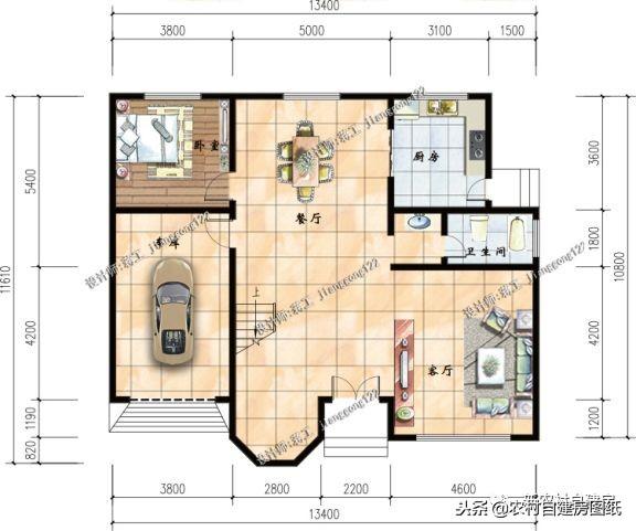 帶車庫的二層別墅設計圖，面積差不多，造價差10萬，你更喜歡哪個？