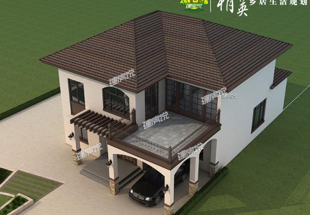 獨(dú)特新穎的農(nóng)村二層別墅設(shè)計(jì)，帶有庭院和車(chē)庫(kù)，這外觀非常漂亮
