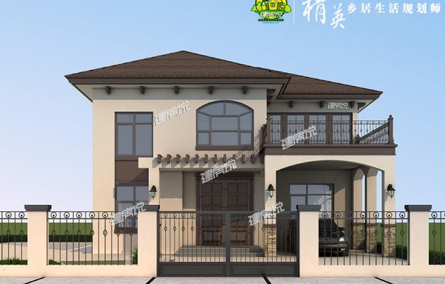 獨(dú)特新穎的農(nóng)村二層別墅設(shè)計(jì)，帶有庭院和車(chē)庫(kù)，這外觀非常漂亮